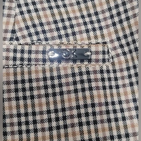 CALVIN KLIEN TWILL High RISE PULL ON PANTS BLACK CAMEL AND IVORY - Picture 3 of 9